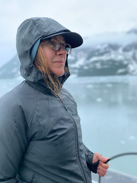 Prof. Ginny Catania of UT Jackson School of Geosciences on a 2021 field expedition to one of Alaska’s glaciers. As a glaciologist, the glaciers of Greenland and Alaska are a key focus of her research to understand sea level rise. Credit: Marcy Davis/University of Texas Institute for Geophysics
